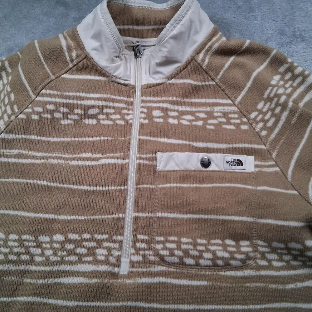 The North Face Gordon Lyons Sweatshirt Mens Large Beige Fleece 1/4 Zip Aztec